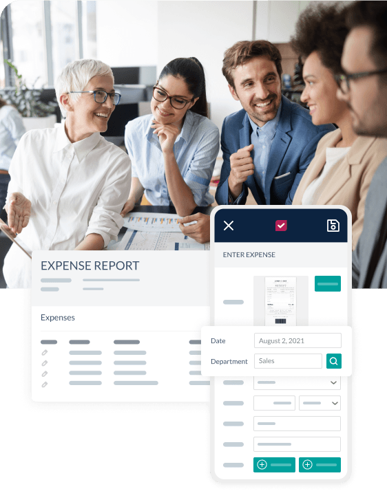 Group of employees using Emburse Certify's expense management software