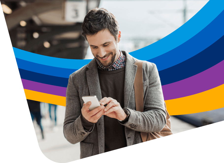 Person on the go using corporate travel management